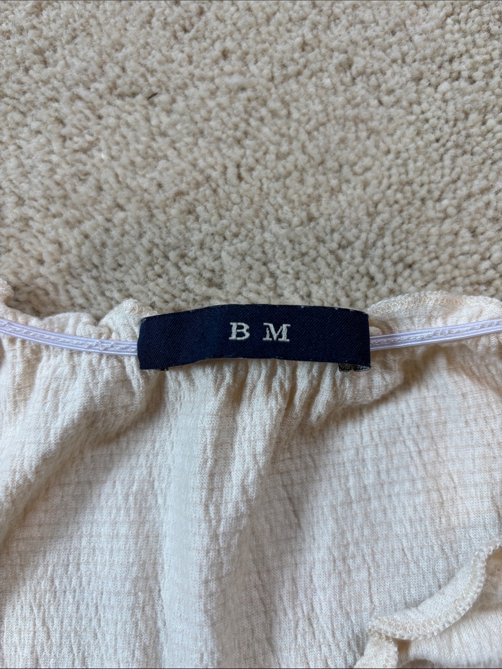 Brandy Melville Cream Ruffled Tie-Front Top - Picture 3 of 3